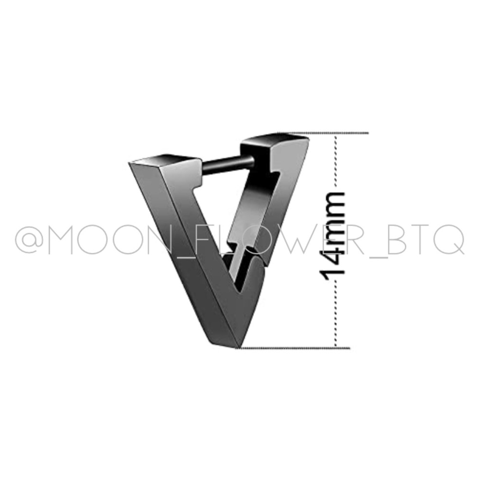 Punk Goth Triangle Huggie Hoop Earrings - Picture 8 of 10